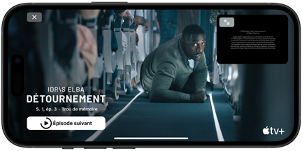 iPhone 15 jouant la série Détournement dans Apple TV+.