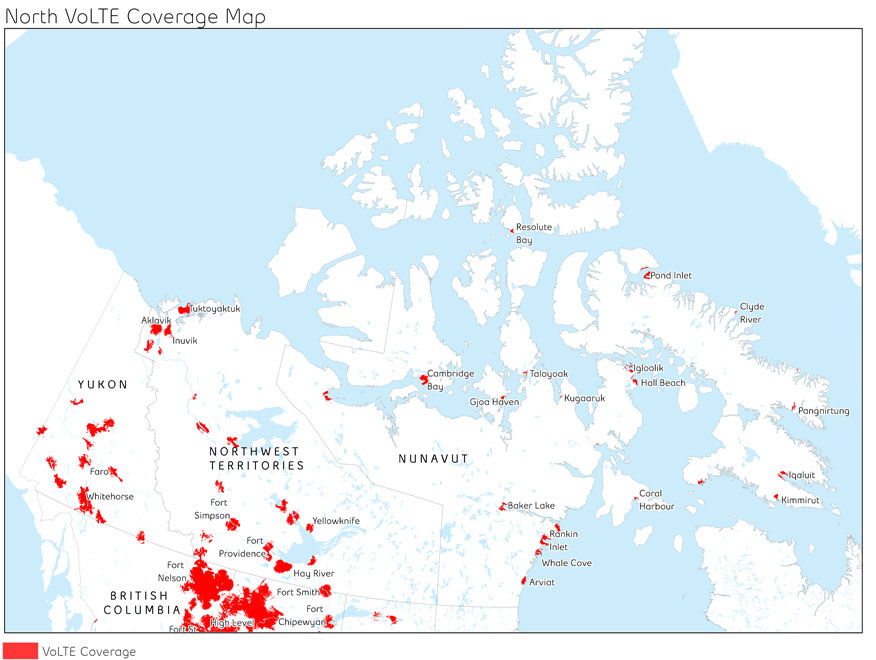 Nunavut, Yukon and Northwest Territories Coverage map
